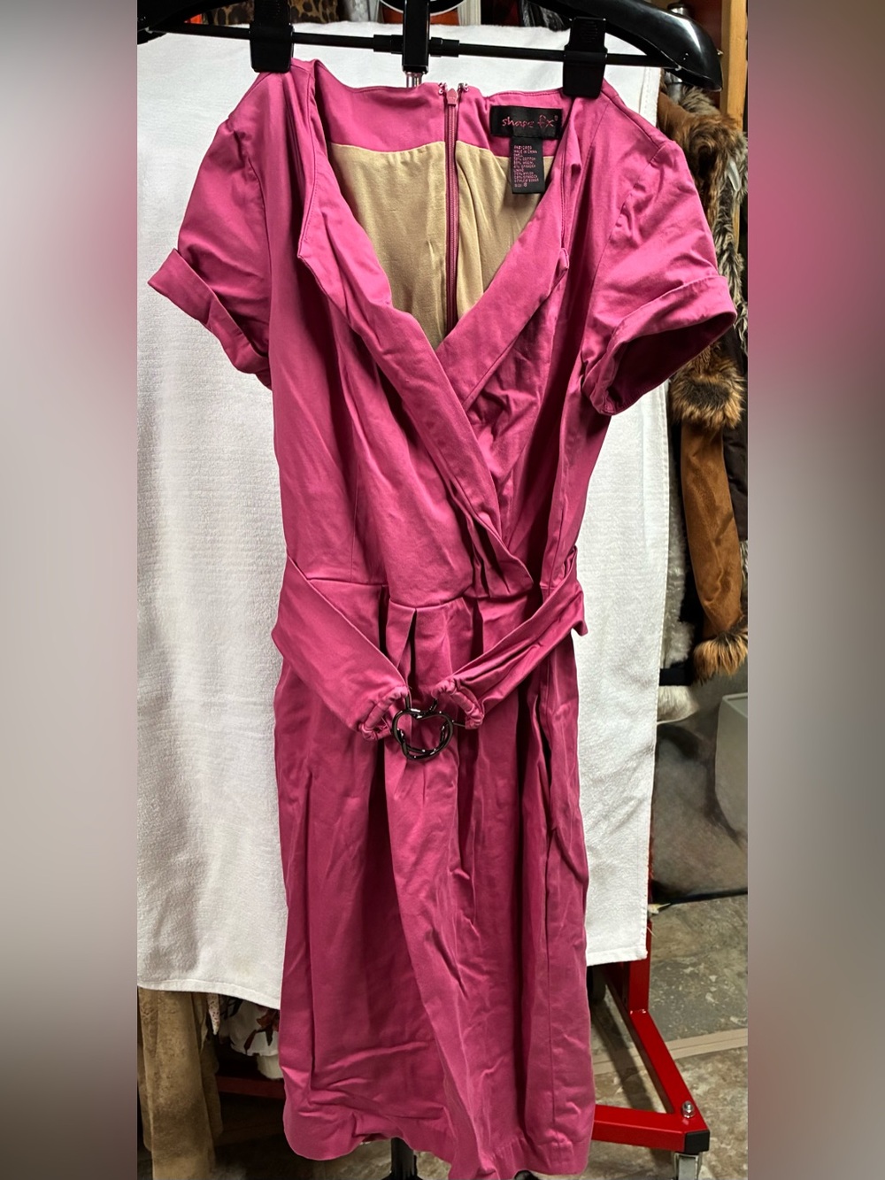 Pink Wrap Dress with Belt shape fix